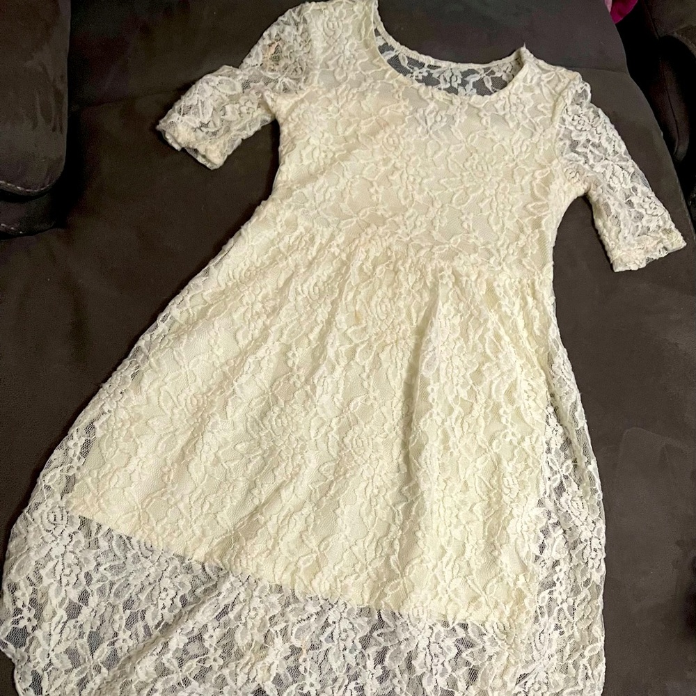 Girls white lace dress